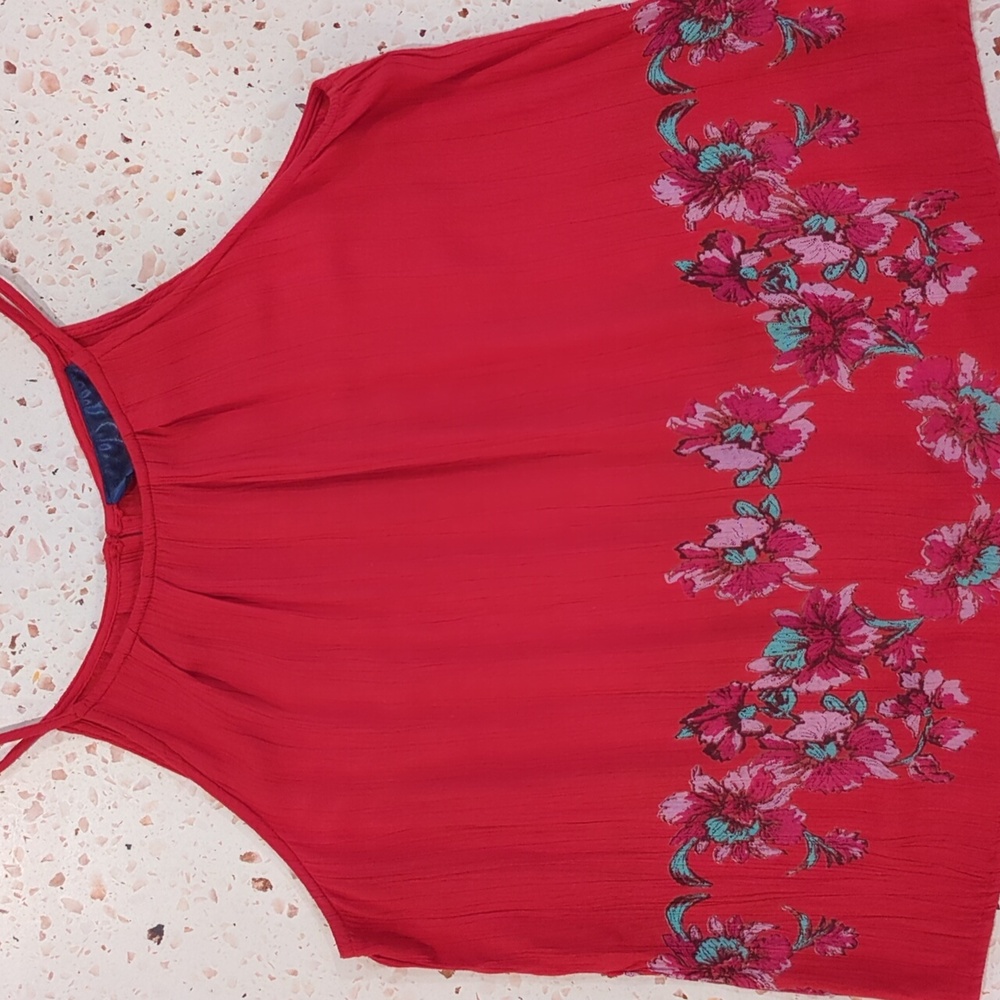 Francesca's | Blue Rain | Floral Crinkle Rayon Swingy Cami Top | XS